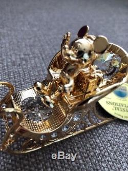 Rare Crystal Tempations Swarovski Crystal 24K Mickey Mouse Santa Reindeer Sleigh