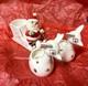 Rare Holt Howard 1959 Santa Withsleigh & 2 Starburst Reindeer Candleholders Japan