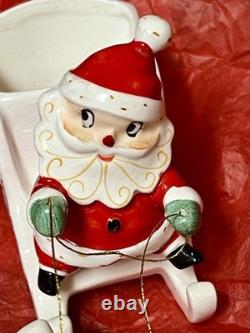 Rare Holt Howard 1959 Santa WithSleigh & 2 Starburst Reindeer Candleholders Japan