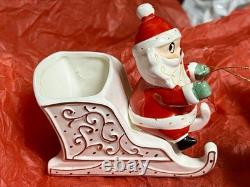 Rare Holt Howard 1959 Santa WithSleigh & 2 Starburst Reindeer Candleholders Japan