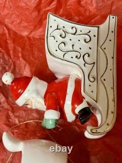 Rare Holt Howard 1959 Santa WithSleigh & 2 Starburst Reindeer Candleholders Japan
