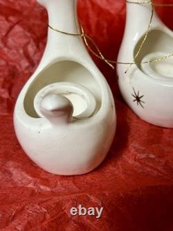 Rare Holt Howard 1959 Santa WithSleigh & 2 Starburst Reindeer Candleholders Japan
