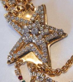 Rare LUNCH AT THE RITZ Christmas Santa Sleigh & Reindeer Necklace & Earrings Set