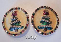 Rare LUNCH AT THE RITZ Christmas Santa Sleigh & Reindeer Necklace & Earrings Set