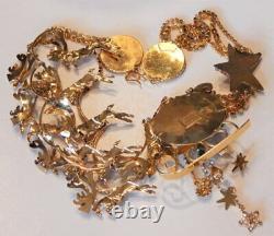 Rare LUNCH AT THE RITZ Christmas Santa Sleigh & Reindeer Necklace & Earrings Set