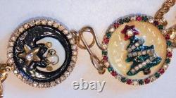 Rare LUNCH AT THE RITZ Christmas Santa Sleigh & Reindeer Necklace & Earrings Set