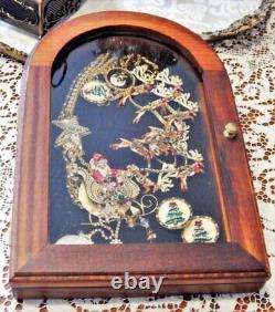 Rare LUNCH AT THE RITZ Christmas Santa Sleigh & Reindeer Necklace & Earrings Set