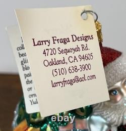 Rare Larry Fraga Ornament Set Sleigh Bells Ring Glitter Santa Rudolph Reindeer
