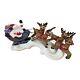 Rare Mold Ceramic Santa Claus Sleigh And 4 Reindeer Christmas 20 Long 8 Wide