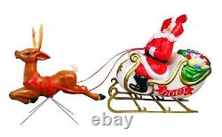 Rare New Christmas Blow Mold Santa Sleigh Toys Reindeer Vintage General Foam