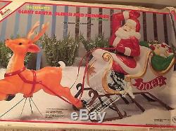 Rare New Vintage Empire Christmas 72 L Santa In Sleigh and Reindeer Blow Mold