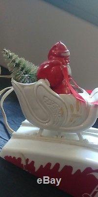 Rare Royal Electric Merry Christmas Santa Sleigh Reindeer Sign Light Up Plastic