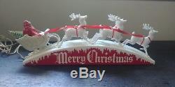 Rare Royal Electric Merry Christmas Santa Sleigh Reindeer Sign Light Up Plastic