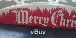 Rare Royal Electric Merry Christmas Santa Sleigh Reindeer Sign Light Up Plastic