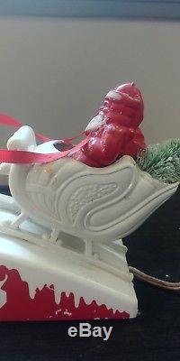 Rare Royal Electric Merry Christmas Santa Sleigh Reindeer Sign Light Up Plastic
