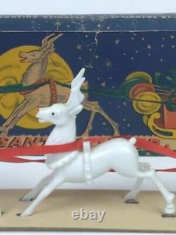 Rare Santa Clipper Box, Santa, Sled & Reindeer Candy Container Rosen Rosbro