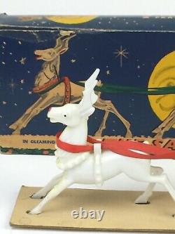Rare Santa Clipper Box, Santa, Sled & Reindeer Candy Container Rosen Rosbro