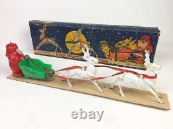 Rare Santa Clipper Box, Santa, Sled & Reindeer Candy Container Rosen Rosbro