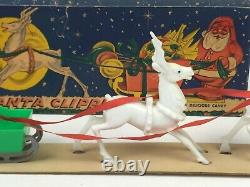 Rare Santa Clipper Box, Santa, Sled & Reindeer Candy Container Rosen Rosbro