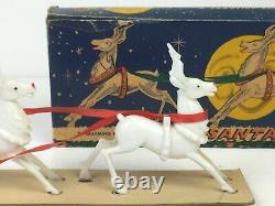 Rare Santa Clipper Box, Santa, Sled & Reindeer Candy Container Rosen Rosbro