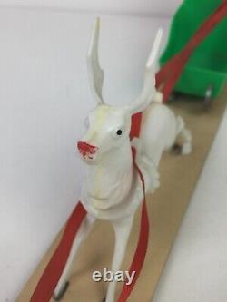 Rare Santa Clipper Box, Santa, Sled & Reindeer Candy Container Rosen Rosbro