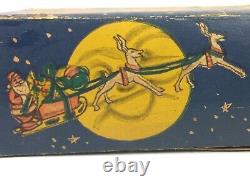 Rare Santa Clipper Box, Santa, Sled & Reindeer Candy Container Rosen Rosbro