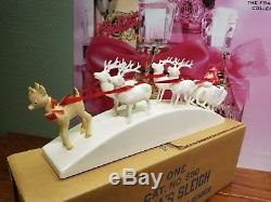 Rare Vintage 1940's Celluloid Christmas Rudolph Red Nose Reindeer Santa Sleigh