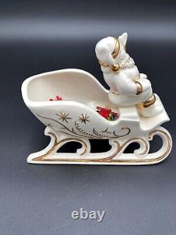 Rare-Vintage 1960 Santa Sleigh and 5 Reindeer, Gold Detail, Hand Made