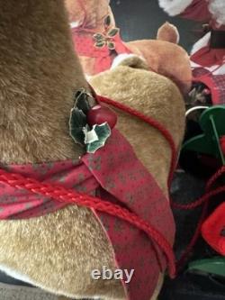 Rare Vintage 1993 Santa's Best Animated Santa, Reindeer and Sleigh READ