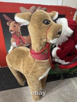 Rare Vintage 1993 Santa's Best Animated Santa, Reindeer and Sleigh READ