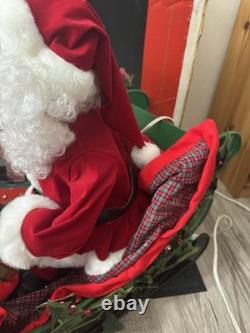 Rare Vintage 1993 Santa's Best Animated Santa, Reindeer and Sleigh READ