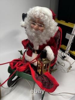 Rare Vintage 1993 Santa's Best Animated Santa, Reindeer and Sleigh READ