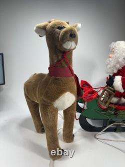 Rare Vintage 1993 Santa's Best Animated Santa, Reindeer and Sleigh READ