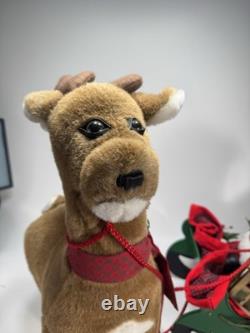 Rare Vintage 1993 Santa's Best Animated Santa, Reindeer and Sleigh READ