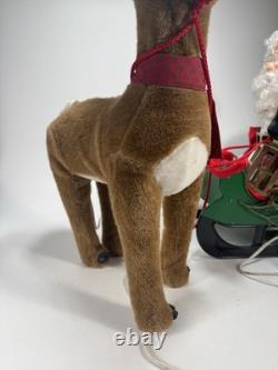 Rare Vintage 1993 Santa's Best Animated Santa, Reindeer and Sleigh READ