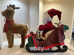 Rare Vintage 1993 Santa's Best Animated Santa, Reindeer and Sleigh Working Withbox