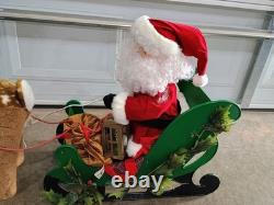 Rare Vintage 1993 Santa's Best Animated Santa, Reindeer and Sleigh Working Withbox