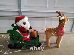 Rare Vintage 1993 Santa's Best Animated Santa, Reindeer and Sleigh Working Withbox
