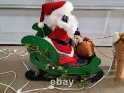 Rare Vintage 1993 Santa's Best Animated Santa, Reindeer and Sleigh Working Withbox