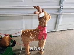 Rare Vintage 1993 Santa's Best Animated Santa, Reindeer and Sleigh Working Withbox