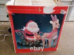 Rare Vintage 1993 Santa's Best Animated Santa, Reindeer and Sleigh Working Withbox