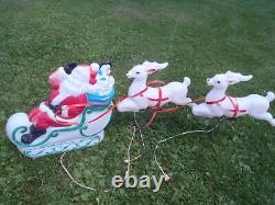 Rare Vintage Empire Santa Sleigh With Gifts & 2 Reindeer Set, Blow Mold