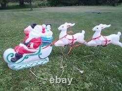 Rare Vintage Empire Santa Sleigh With Gifts & 2 Reindeer Set, Blow Mold