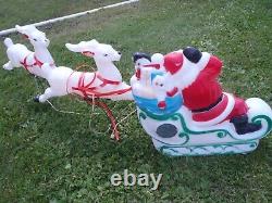 Rare Vintage Empire Santa Sleigh With Gifts & 2 Reindeer Set, Blow Mold