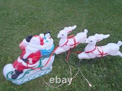 Rare Vintage Empire Santa Sleigh With Gifts & 2 Reindeer Set, Blow Mold