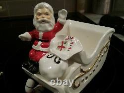 Rare Vintage Norcrest, Napco, Lefton Santa Candy Striped Sleigh And Reindeer