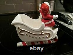 Rare Vintage Norcrest, Napco, Lefton Santa Candy Striped Sleigh And Reindeer