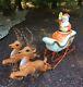 Rare Vintage Poloron Santa Sleigh & Reindeer 3 Piece Set Lighted, Reins, Antlers