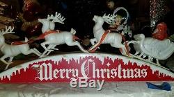 Rare Vintage Royal Santa Sleigh And Reindeers lights up