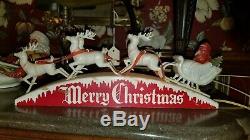 Rare Vintage Royal Santa Sleigh And Reindeers lights up